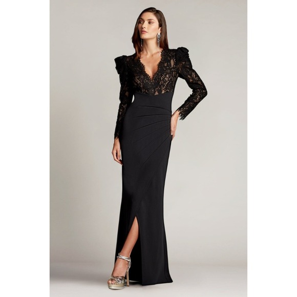 Tadashi Shoji Dresses & Skirts - NWT Tadashi Shoji Marshal‎ Crepe & Lace Gown Black BTF21173LX 6